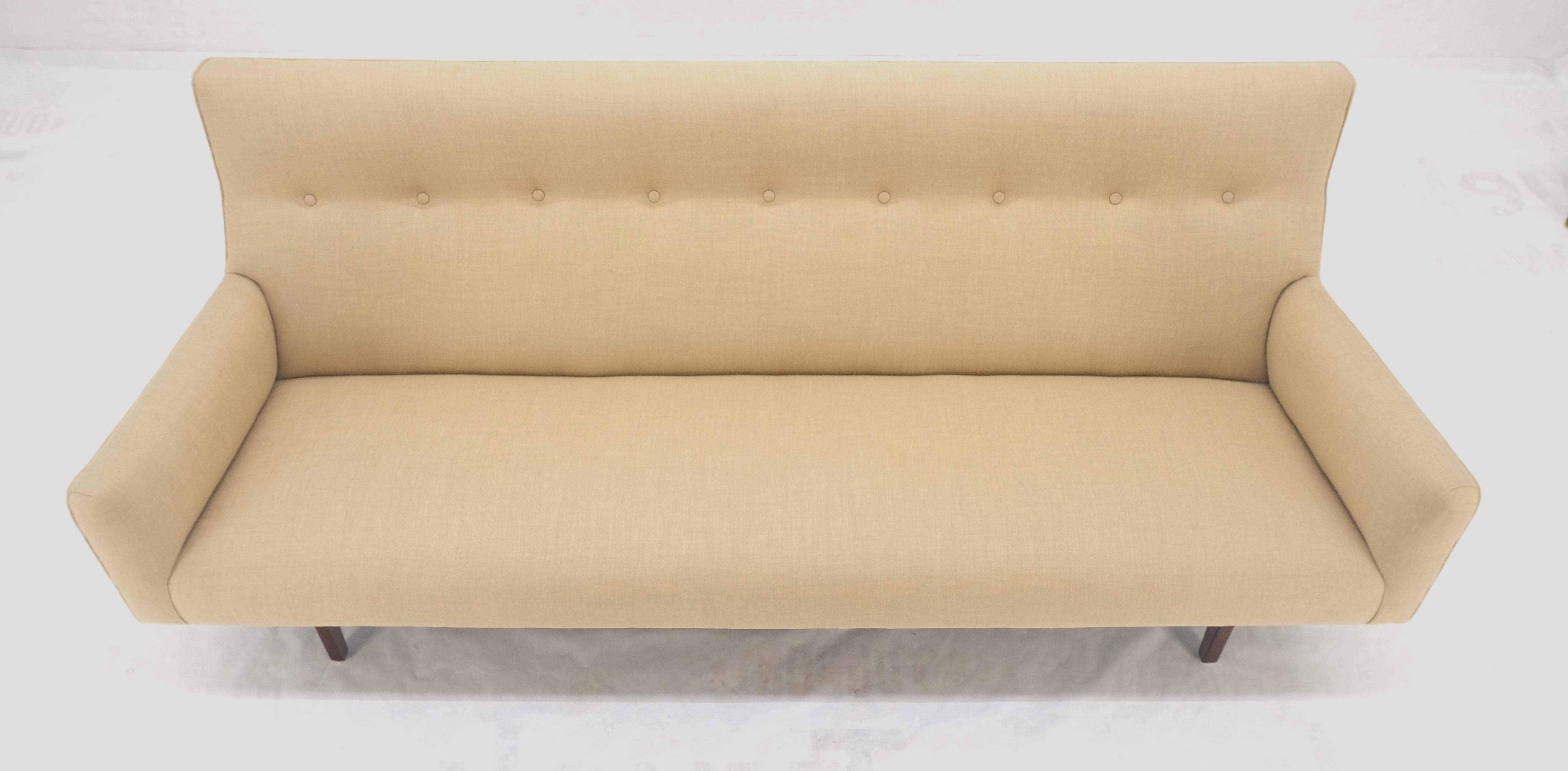 Jens Risom NEW Beige Linen Upholstery Oiled Walnut Frame c1960s Sofa Couch MINT! For Sale 3