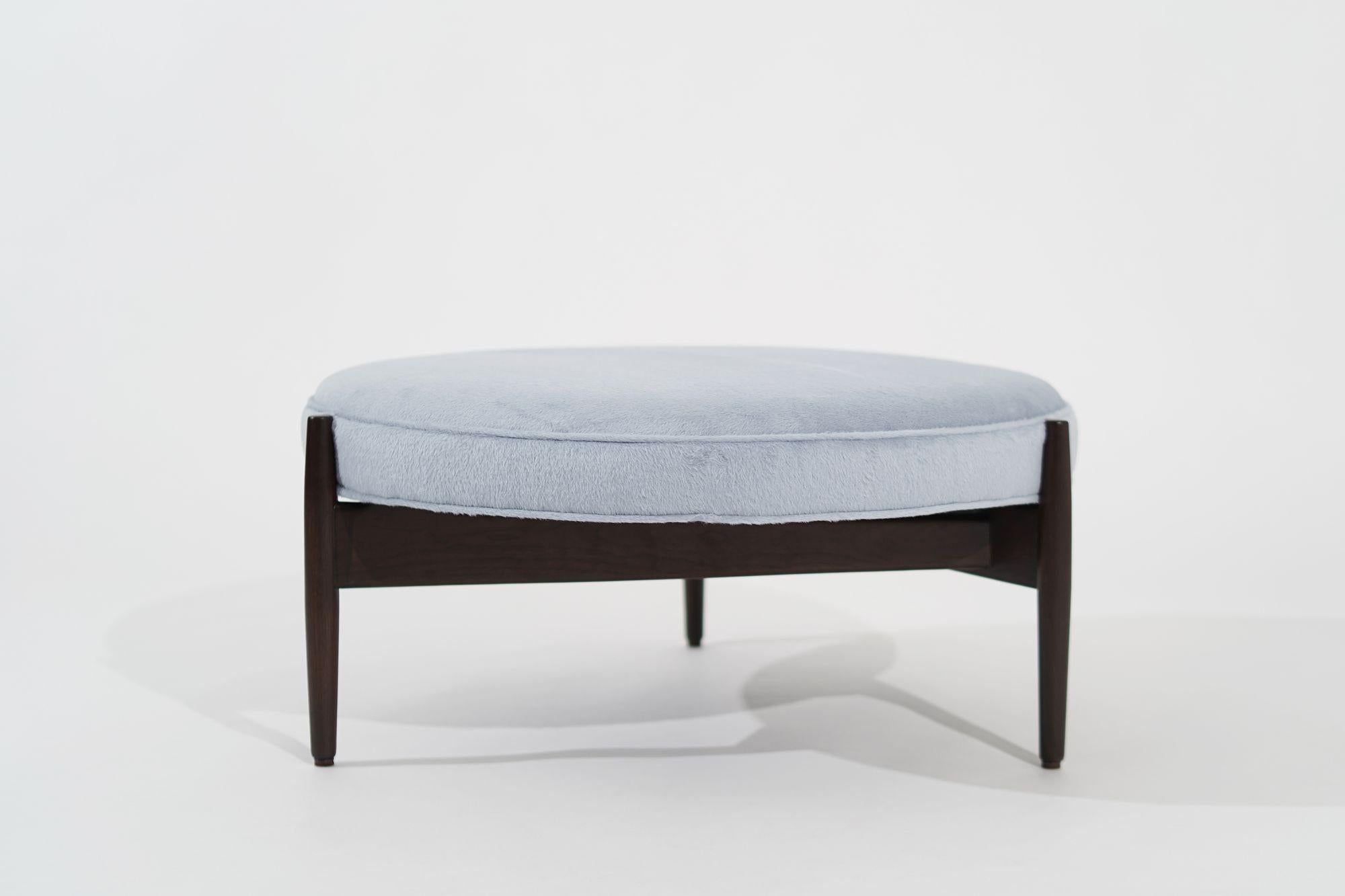 American Jens Risom Ottoman in Light Blue Mohair, circa 1960s For Sale
