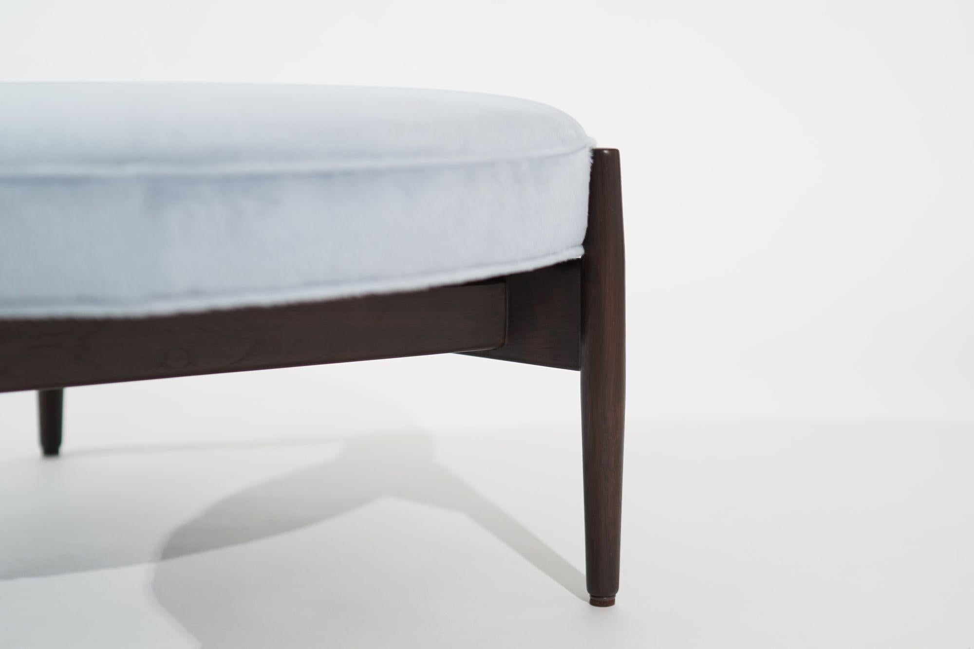 Jens Risom Ottoman in Light Blue Mohair, circa 1960s For Sale 1