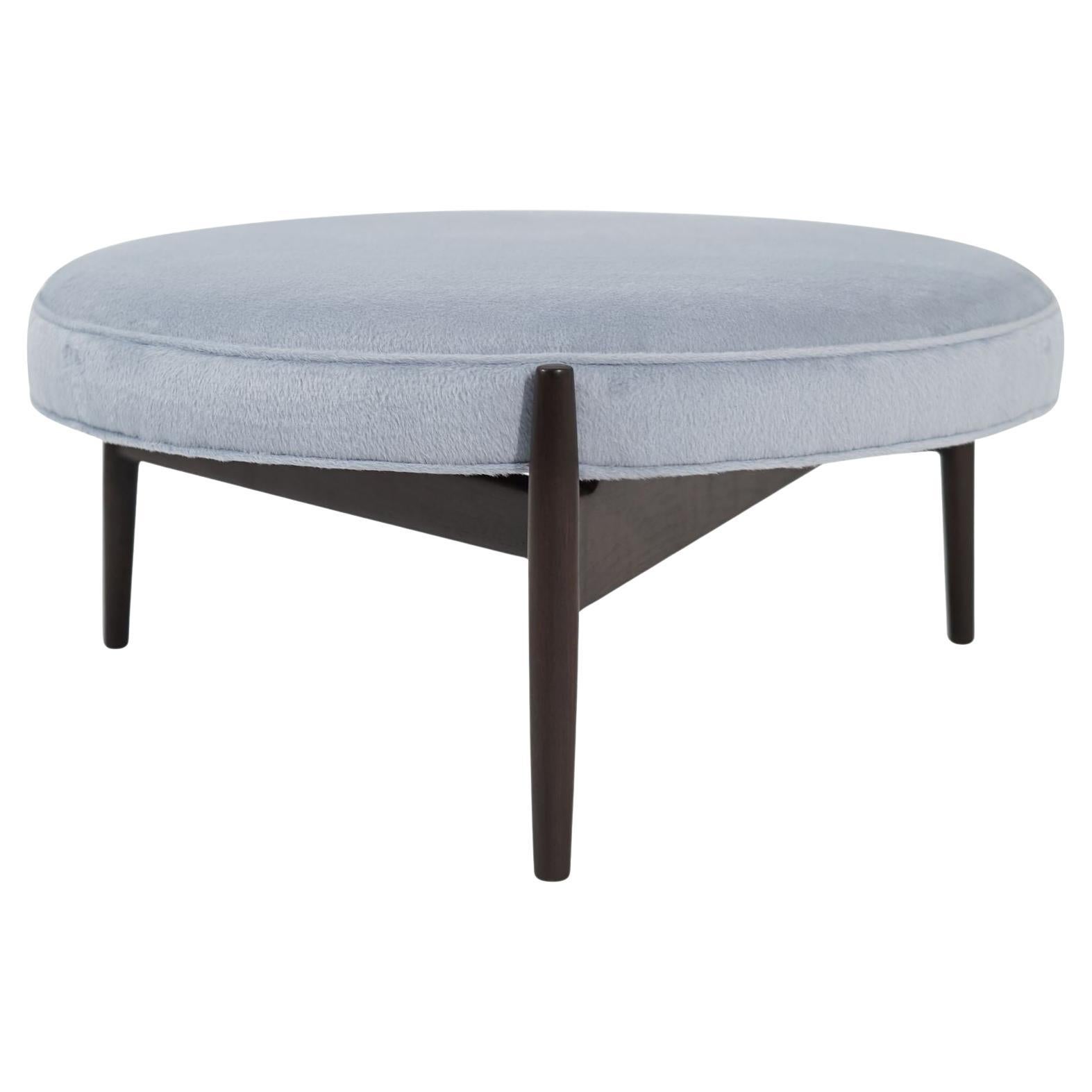 Jens Risom Ottoman in Light Blue Mohair, circa 1960s For Sale