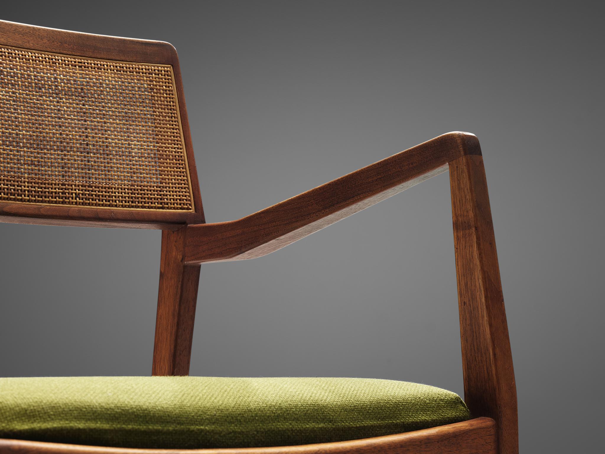 Jens Risom Pair of 'Playboy' Dining Chairs in Teak and Green Upholstery In Good Condition In Waalwijk, NL