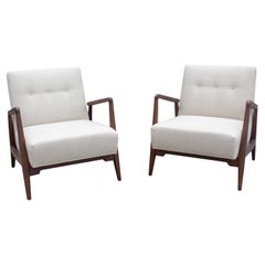 Jens Risom Pair of Walnut Lounge Chairs