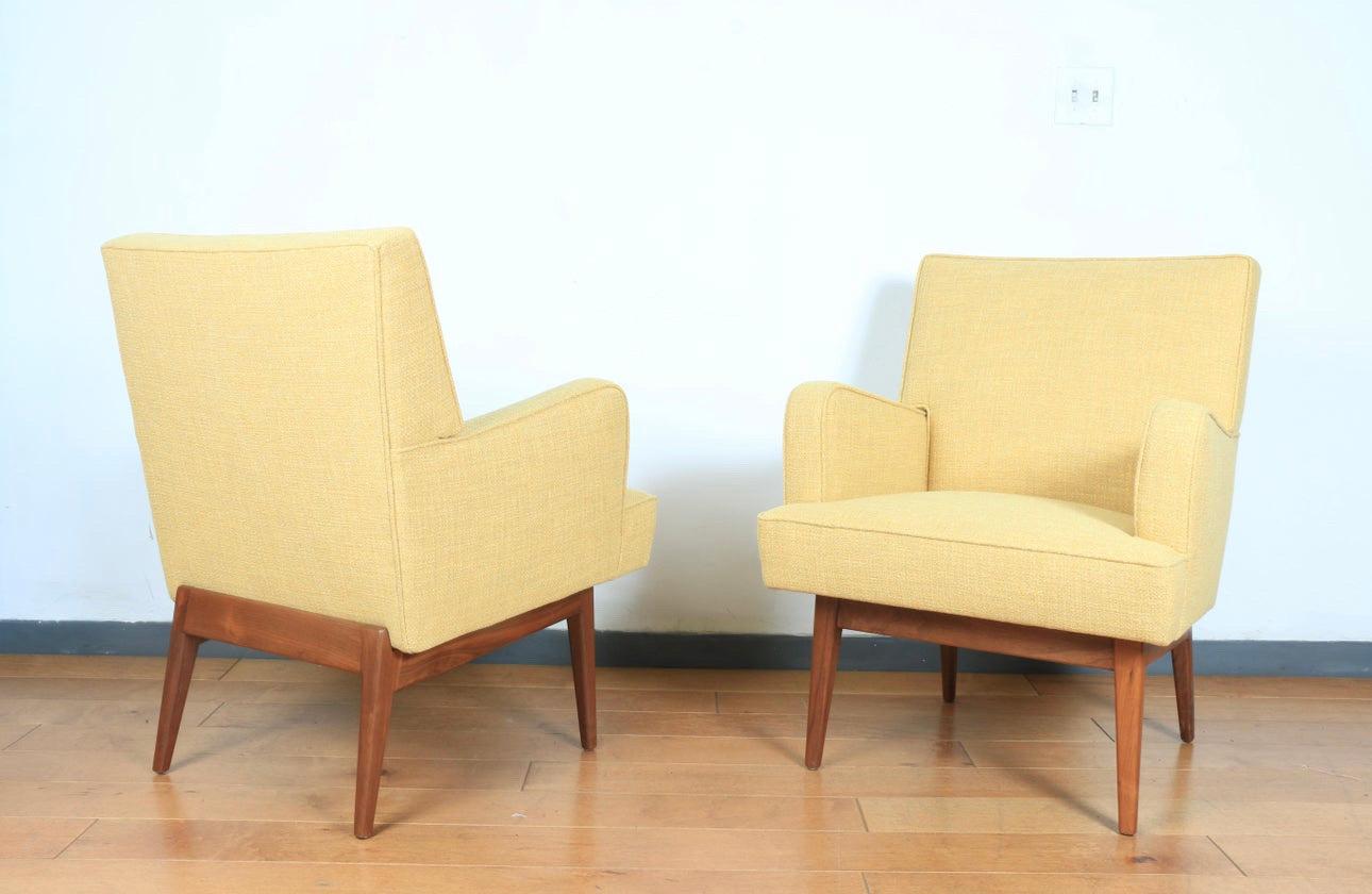 Late 20th Century Jens Risom Pair of Yellow Arm Chairs For Sale