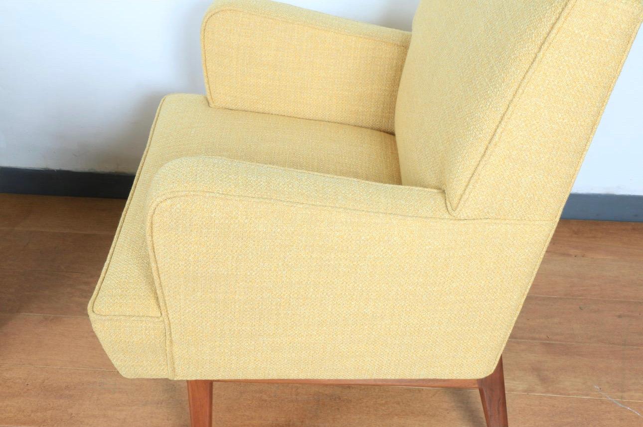 Fabric Jens Risom Pair of Yellow Arm Chairs For Sale