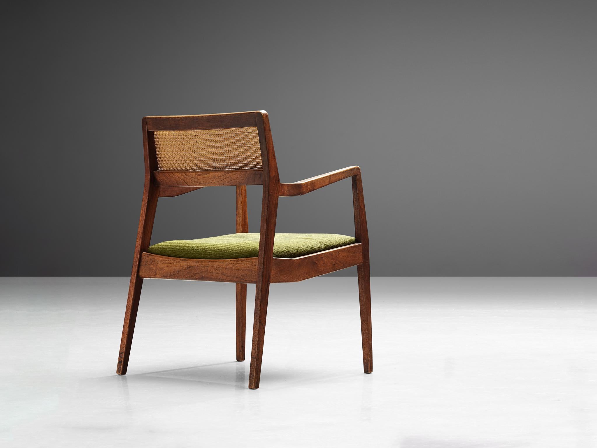 Jens Risom, 'Playboy' dining chair, cane, fabric, walnut, United States, design 1958, production 1960s.

This Classic 
