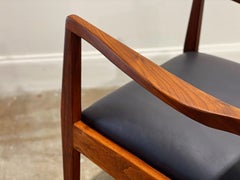 Jens Risom Playboy Chair in Leather + Walnut, Model C140 Occasional Armchair