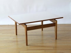 Jens Risom Rectangular Side Table with Walnut Base and White Laminate Top