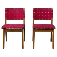 Jens Risom Red Woven Chairs, a Pair