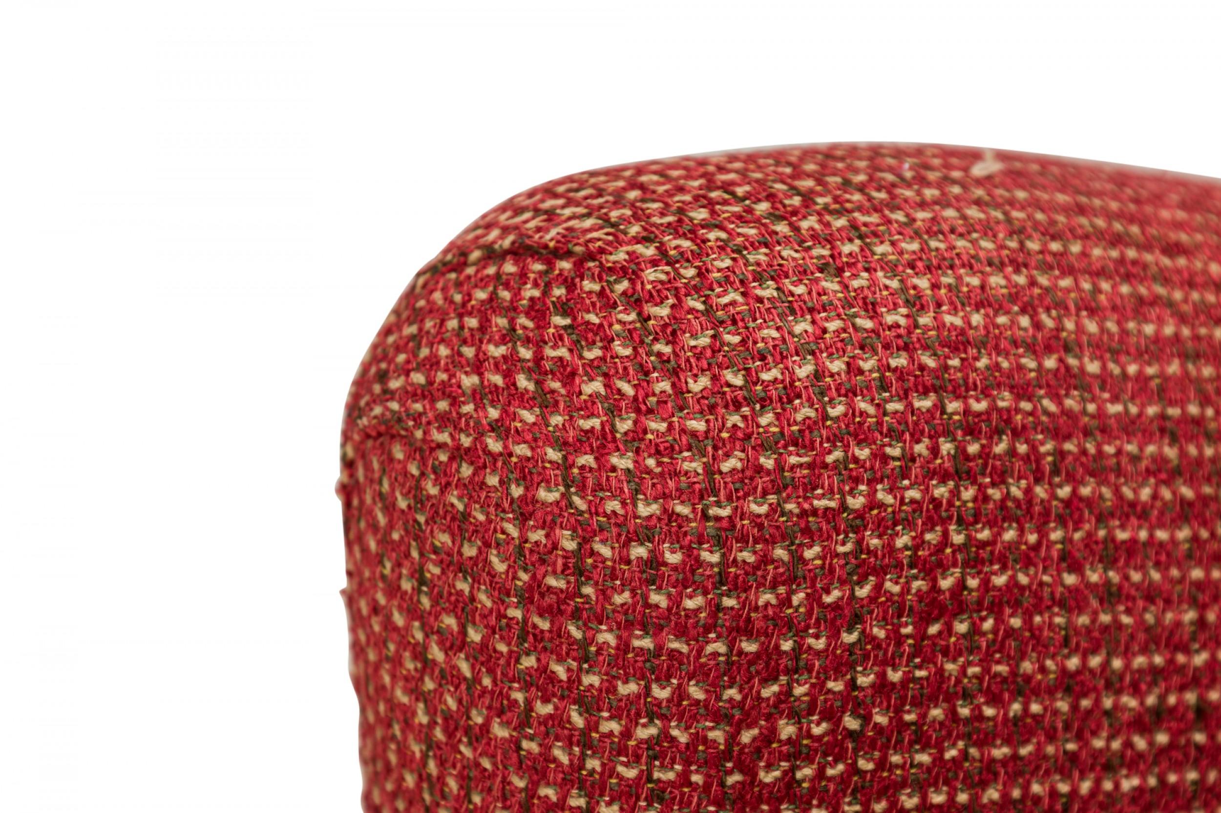 Jens Risom Red Woven Fabric Upholstered Lounge Armchair For Sale 2