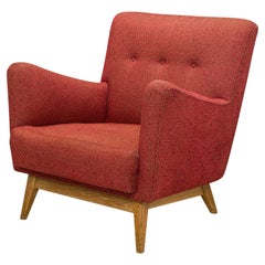 Jens Risom Red Woven Fabric Upholstered Lounge Armchair