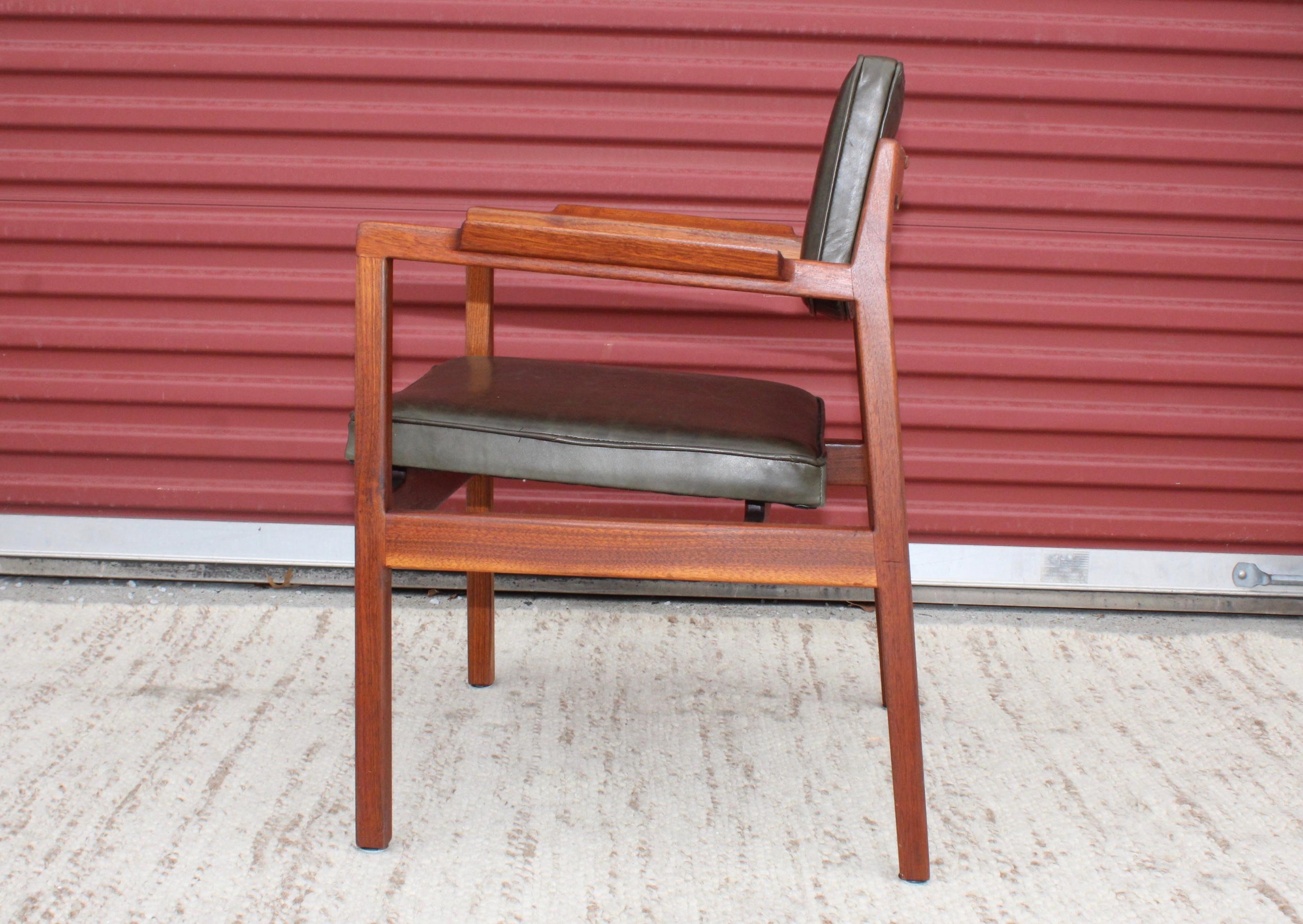 Leather Jens Risom Sculptural Walnut Desk Chair