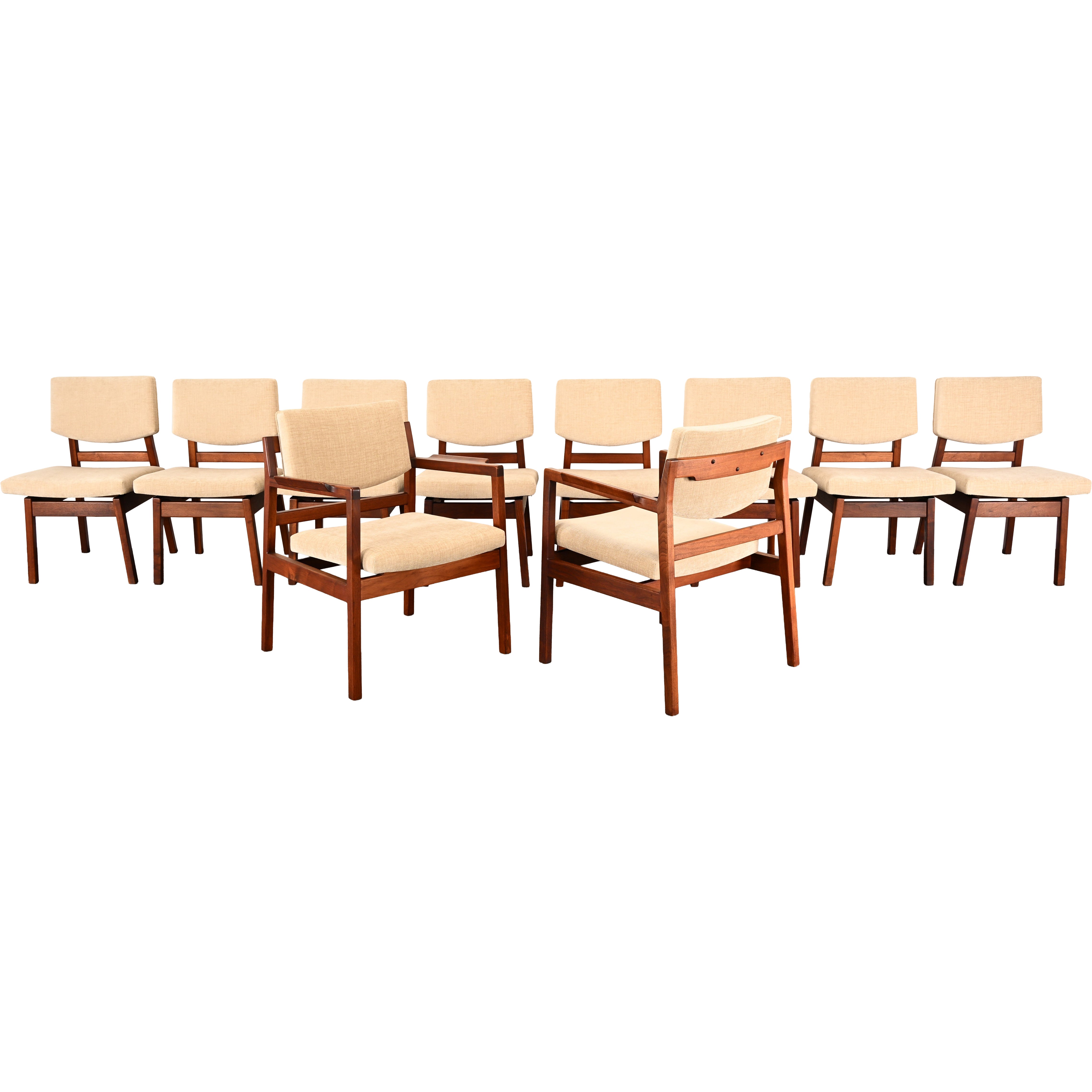 Jens Risom Set of 10 Dining Chairs, 1955-1965