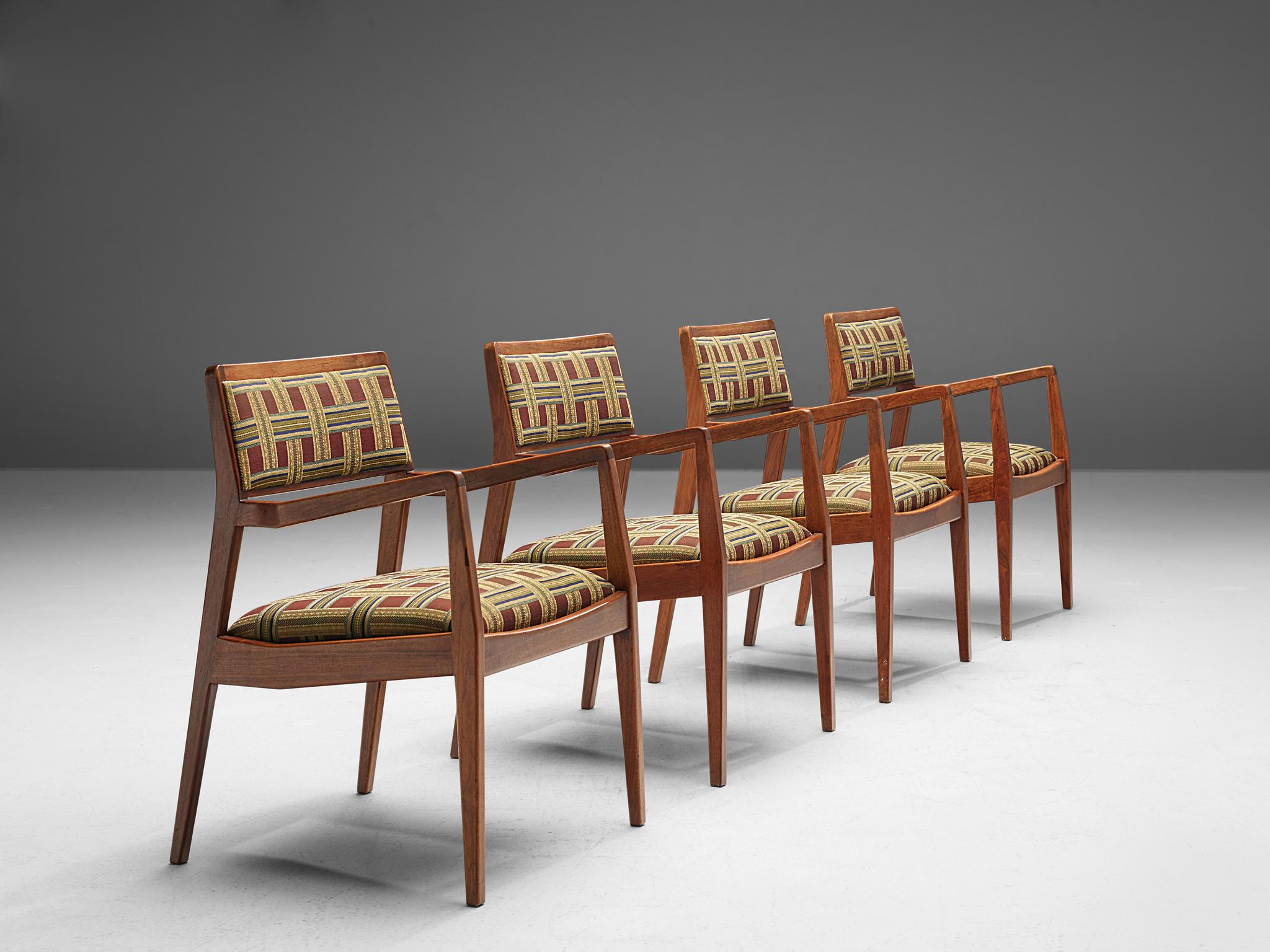 American Jens Risom Set of Four 'Playboy' Dining Chairs in Walnut