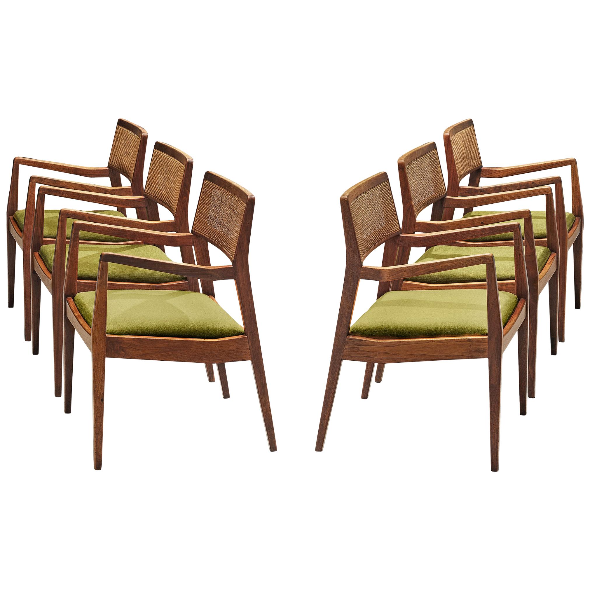 Jens Risom Set of Six 'Playboy' Dining Chairs in Walnut