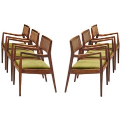 Jens Risom Set of Six 'Playboy' Dining Chairs in Walnut