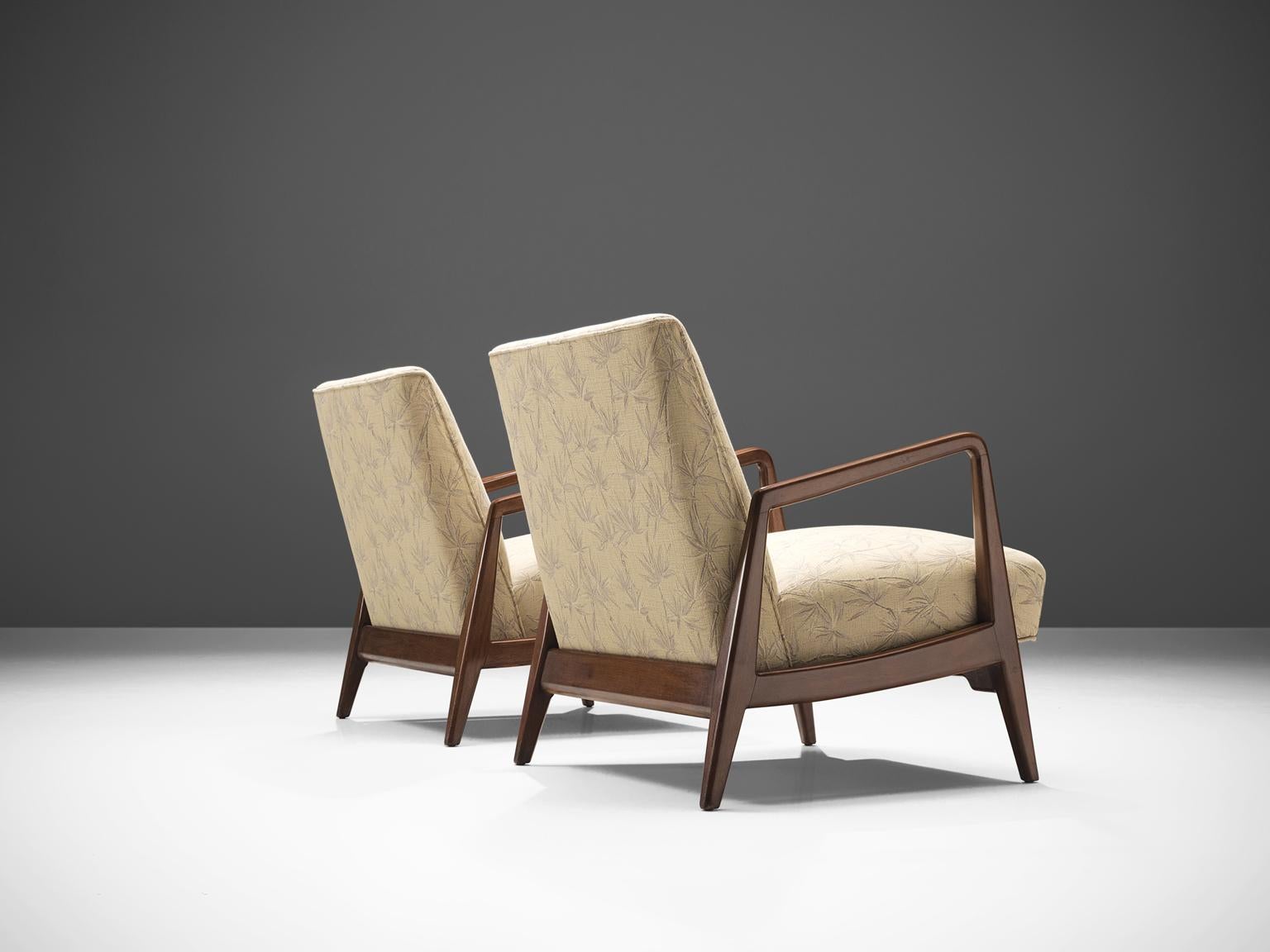 American Jens Risom Set of Two Lounge Chairs with Ottoman