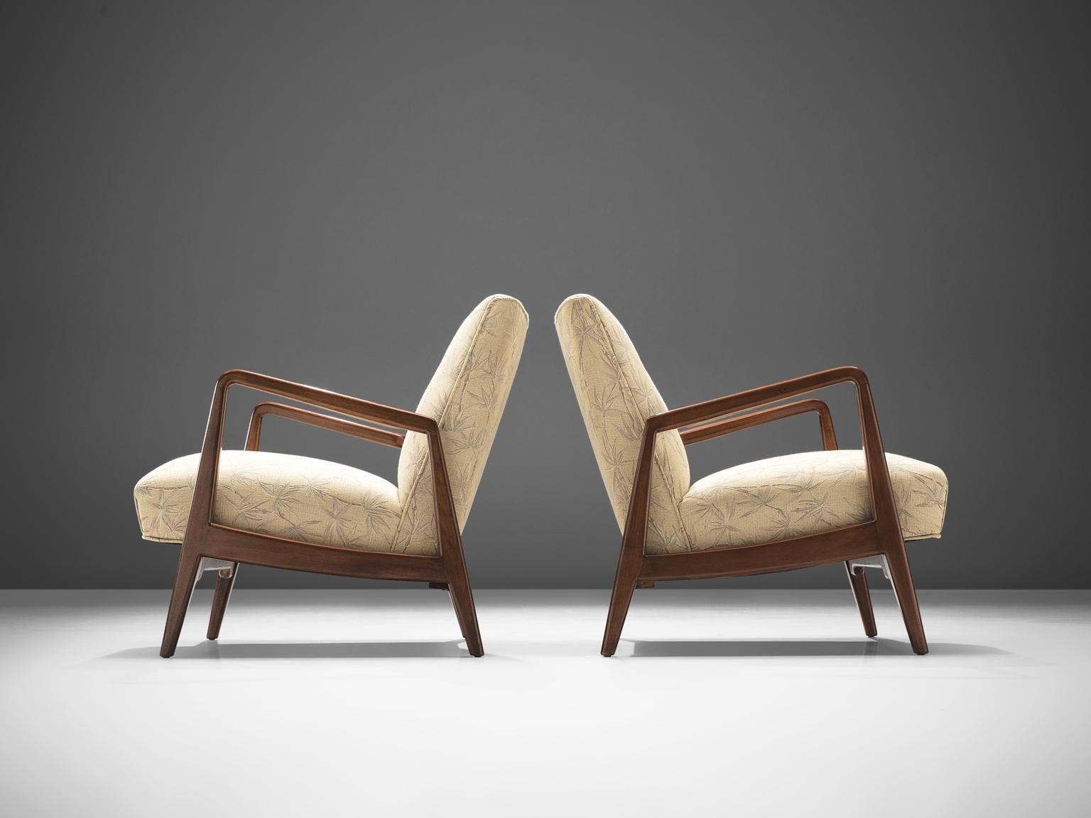 Jens Risom Set of Two Lounge Chairs with Ottoman In Good Condition In Waalwijk, NL