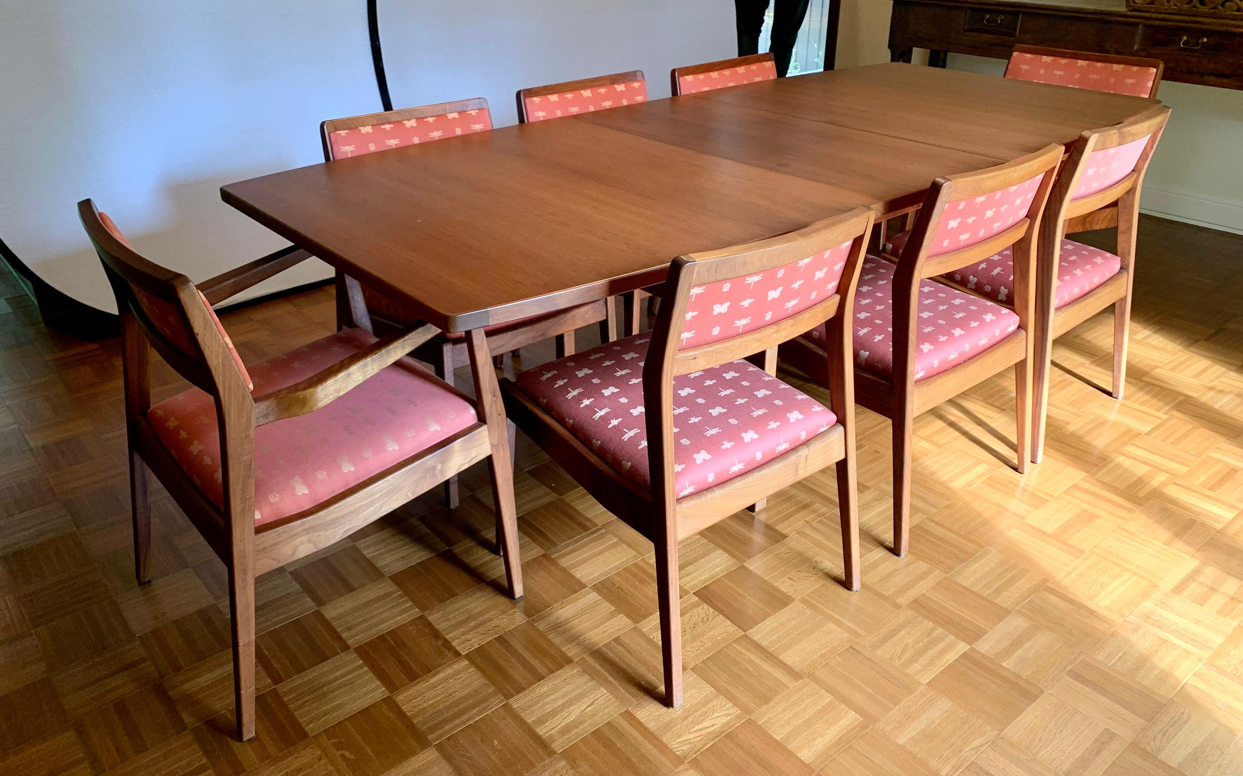Jens Risom Signed Walnut Dining Room Set, Table and Matching Eight Chairs 12