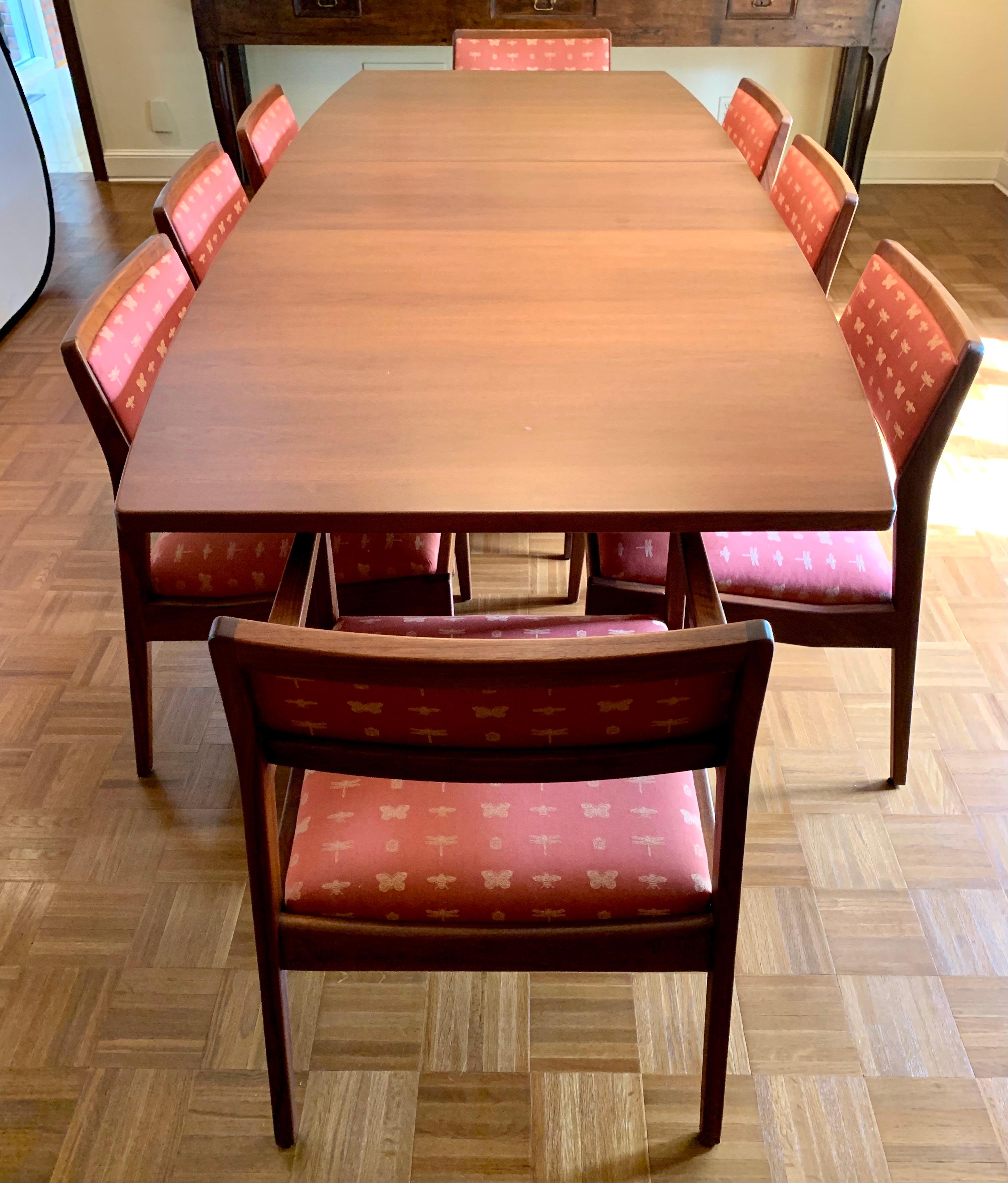 Jens Risom Signed Walnut Dining Room Set, Table and Matching Eight Chairs 13