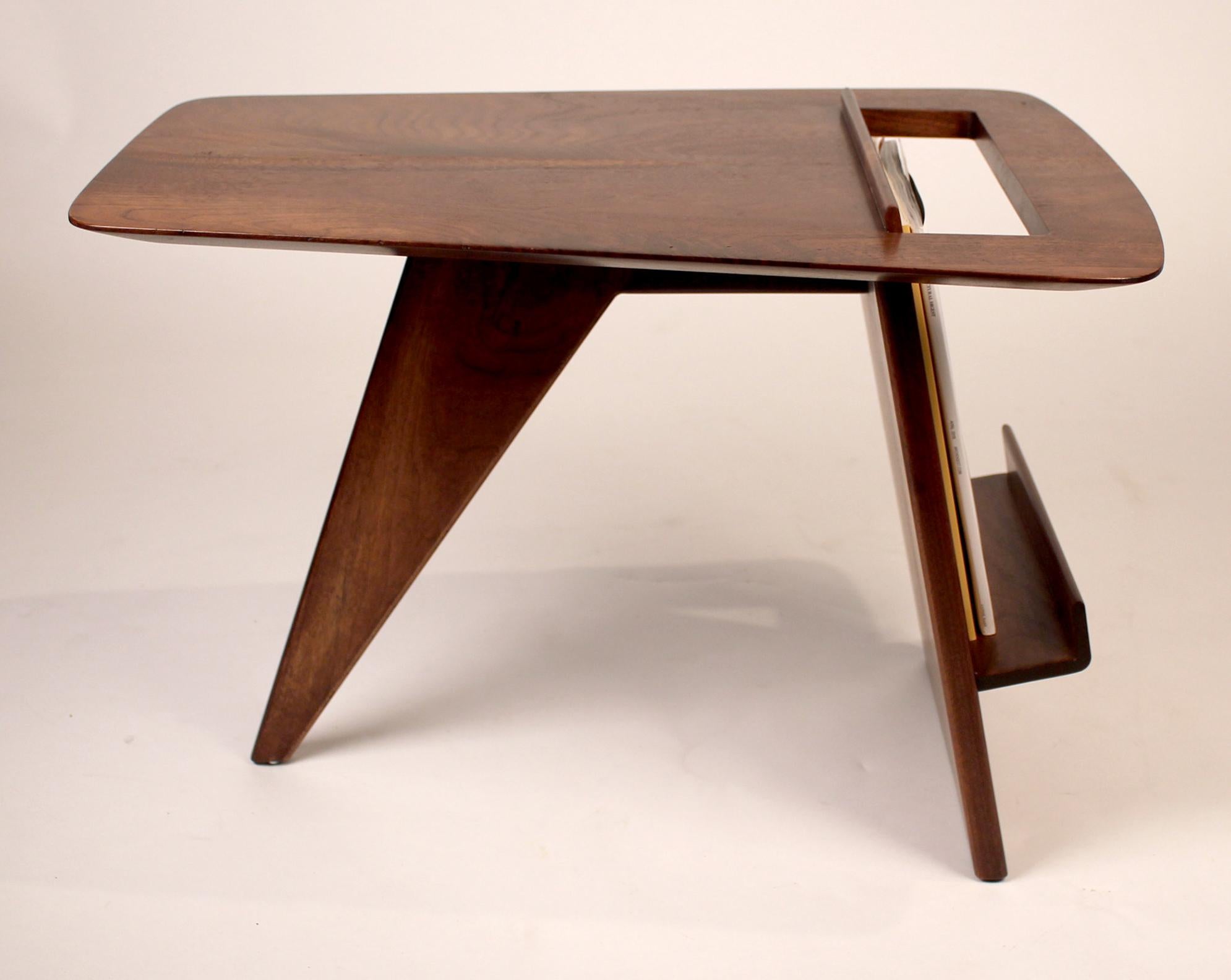 Mid-Century Modern Jens Risom Solid Walnut 1950s Magazine Side Table