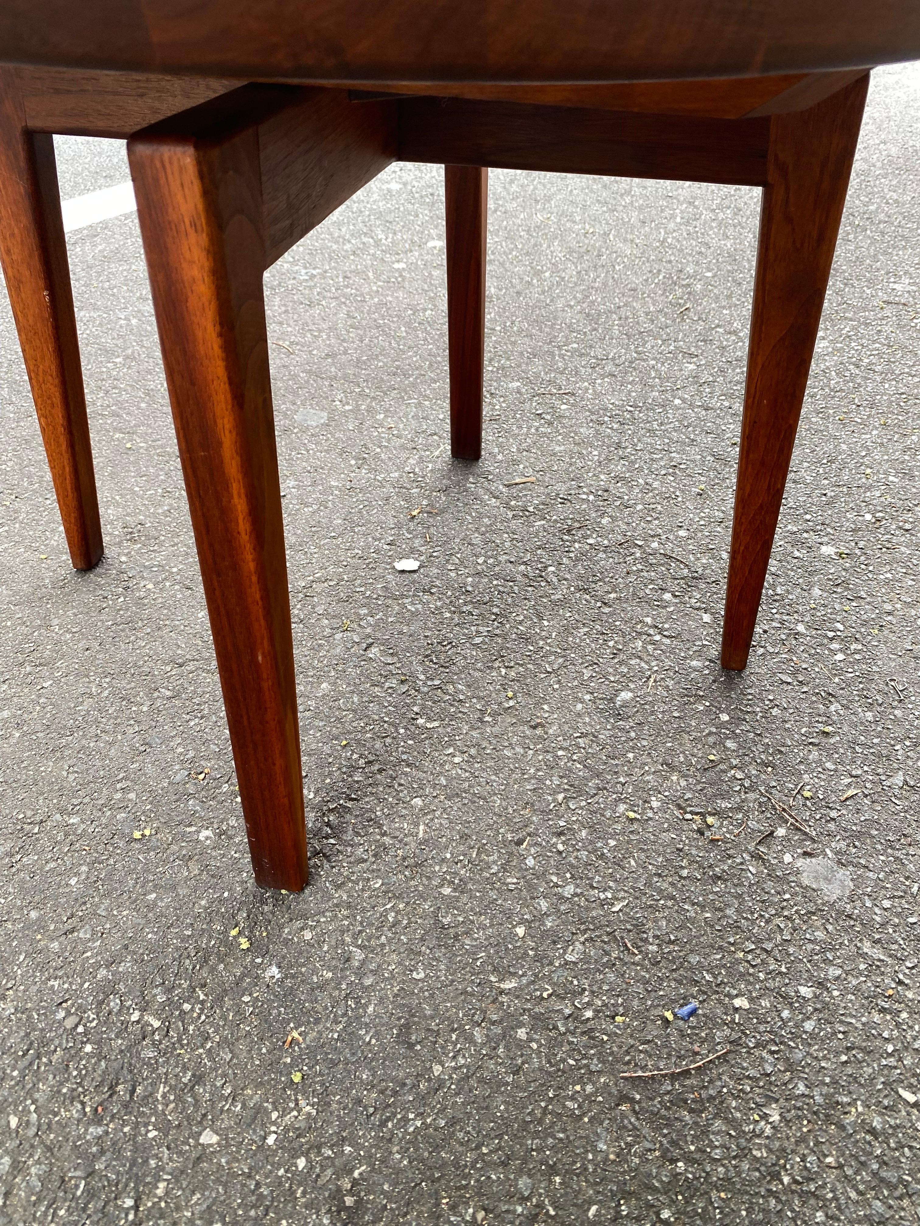 Jens Risom Solid Walnut and Brass Round Side Table For Sale 6