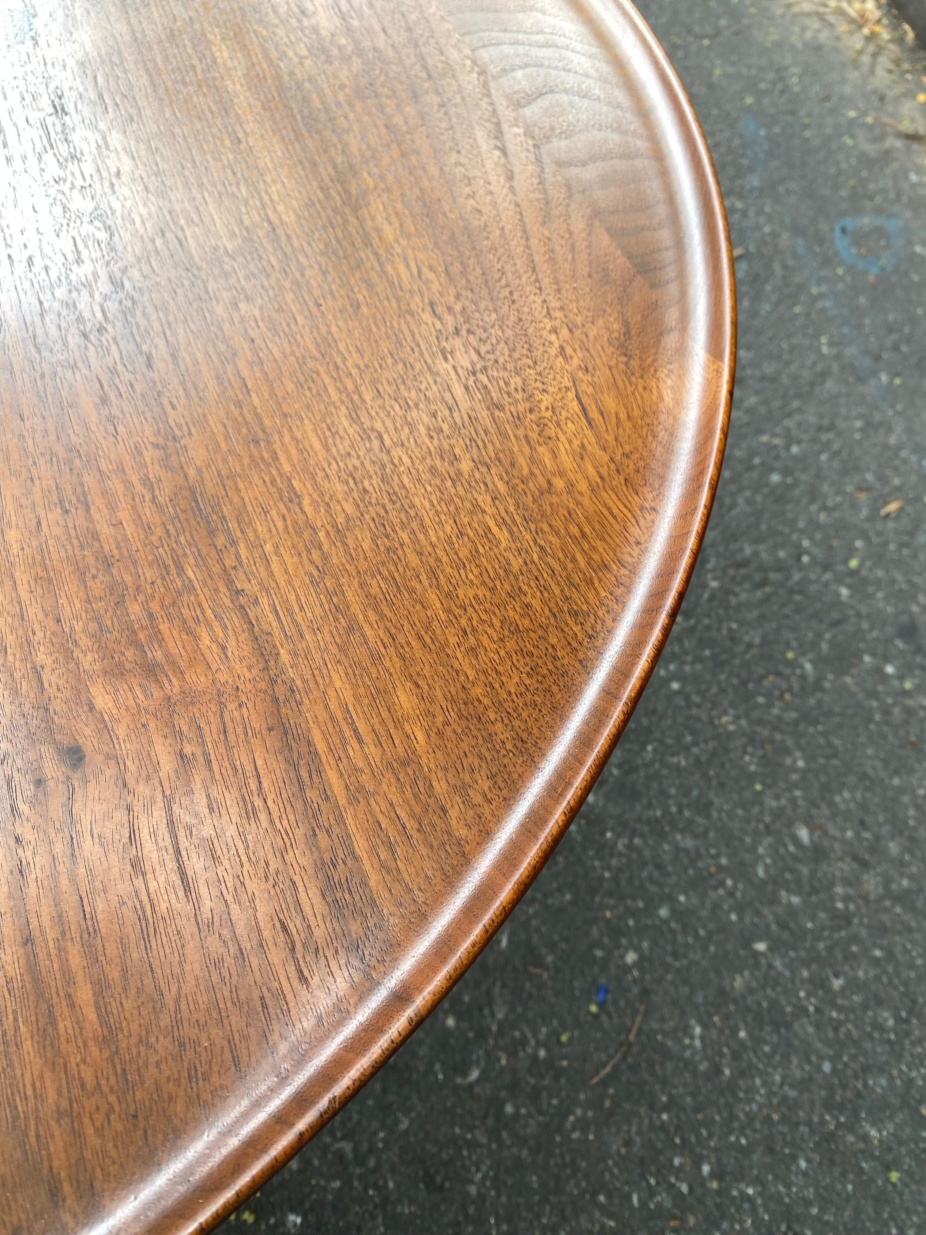 Jens Risom Solid Walnut and Brass Round Side Table For Sale 2