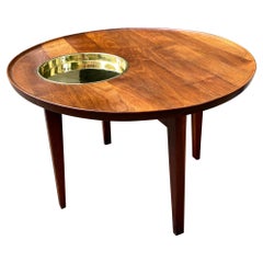 Jens Risom Solid Walnut and Brass Round Side Table