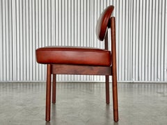 Jens Risom Solid Walnut Occasional Chair with New Cognac Leather Upholstery