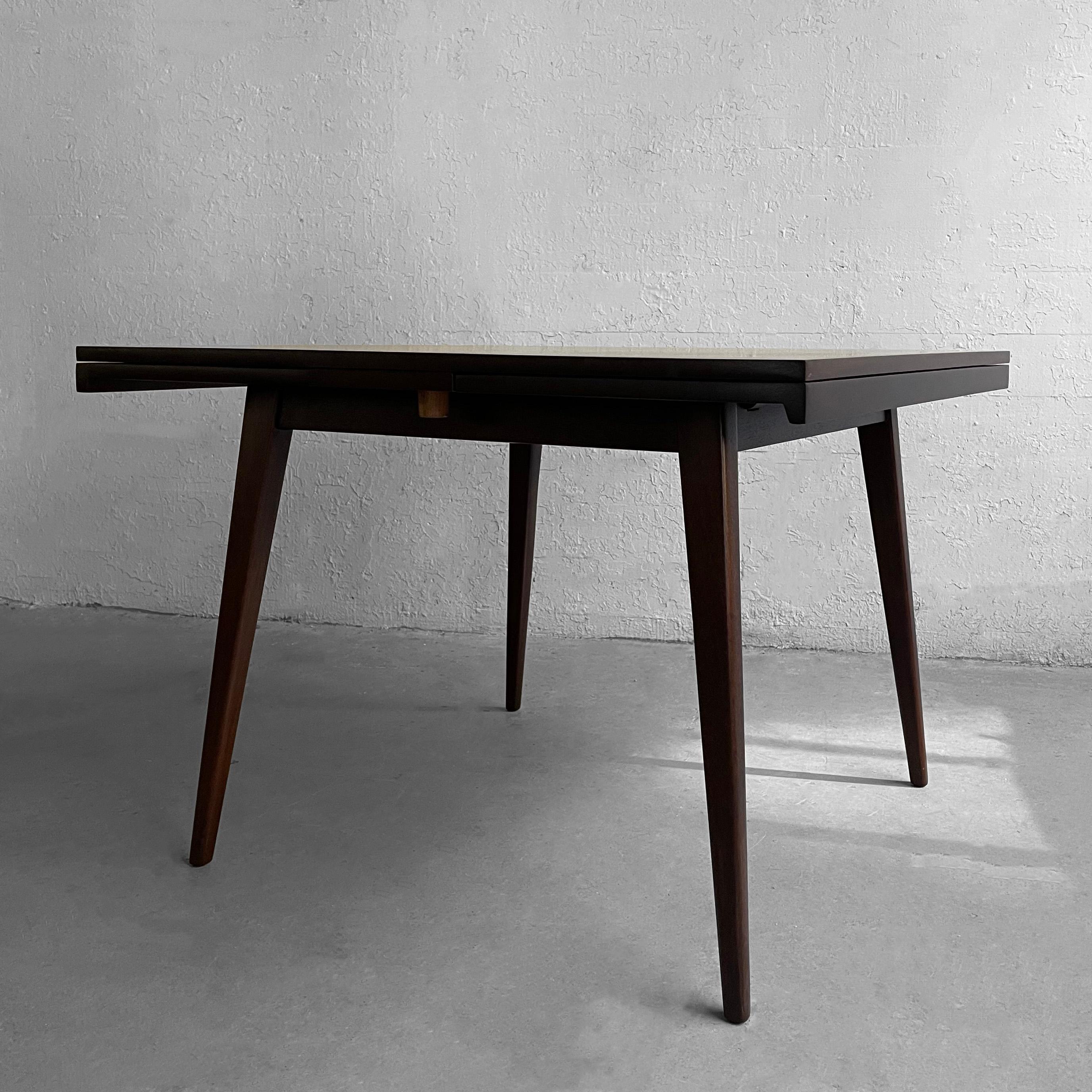 Jens Risom Square Walnut Extension Dining Table For Sale 2