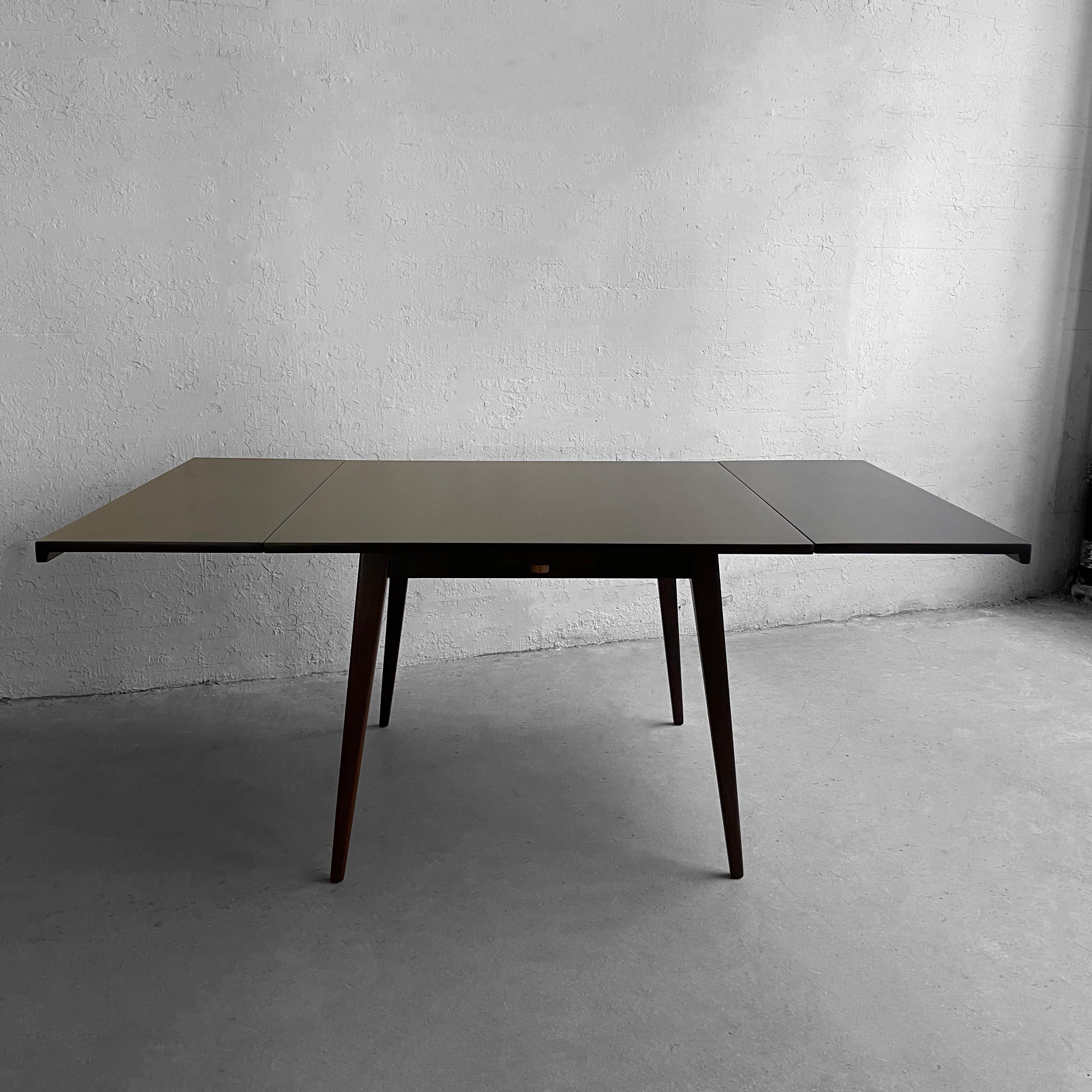 American Jens Risom Square Walnut Extension Dining Table For Sale