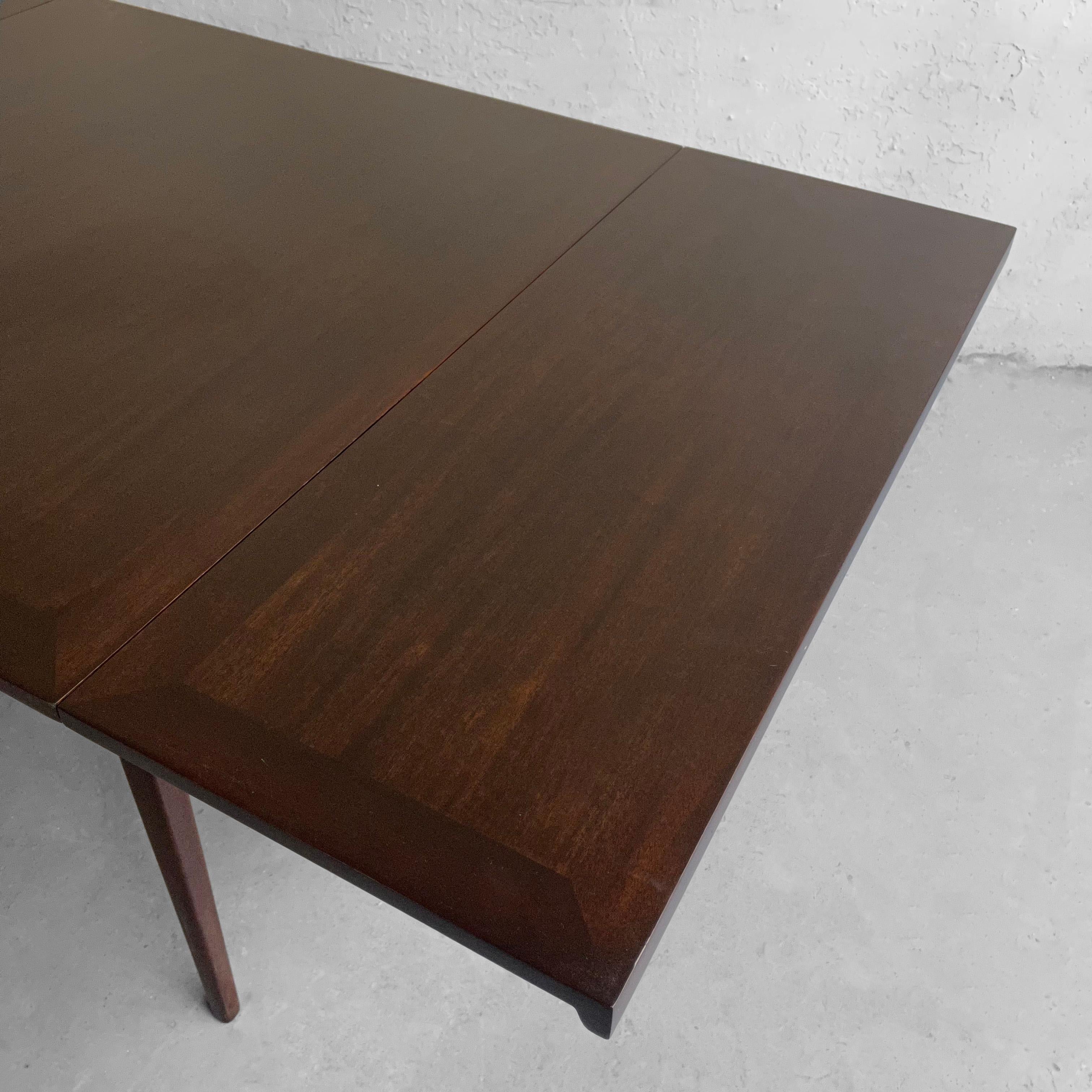 Jens Risom Square Walnut Extension Dining Table In Good Condition For Sale In Brooklyn, NY
