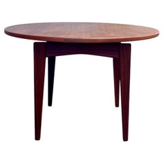 Jens Risom Studio Walnut Round Floating Coffee/Side/Cocktail Table Midcentury