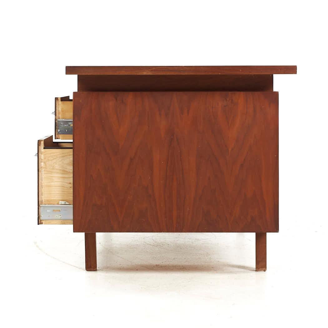 Mid-Century Modern Jens Risom Style BL Marble Mid Century Walnut Executive Desk For Sale