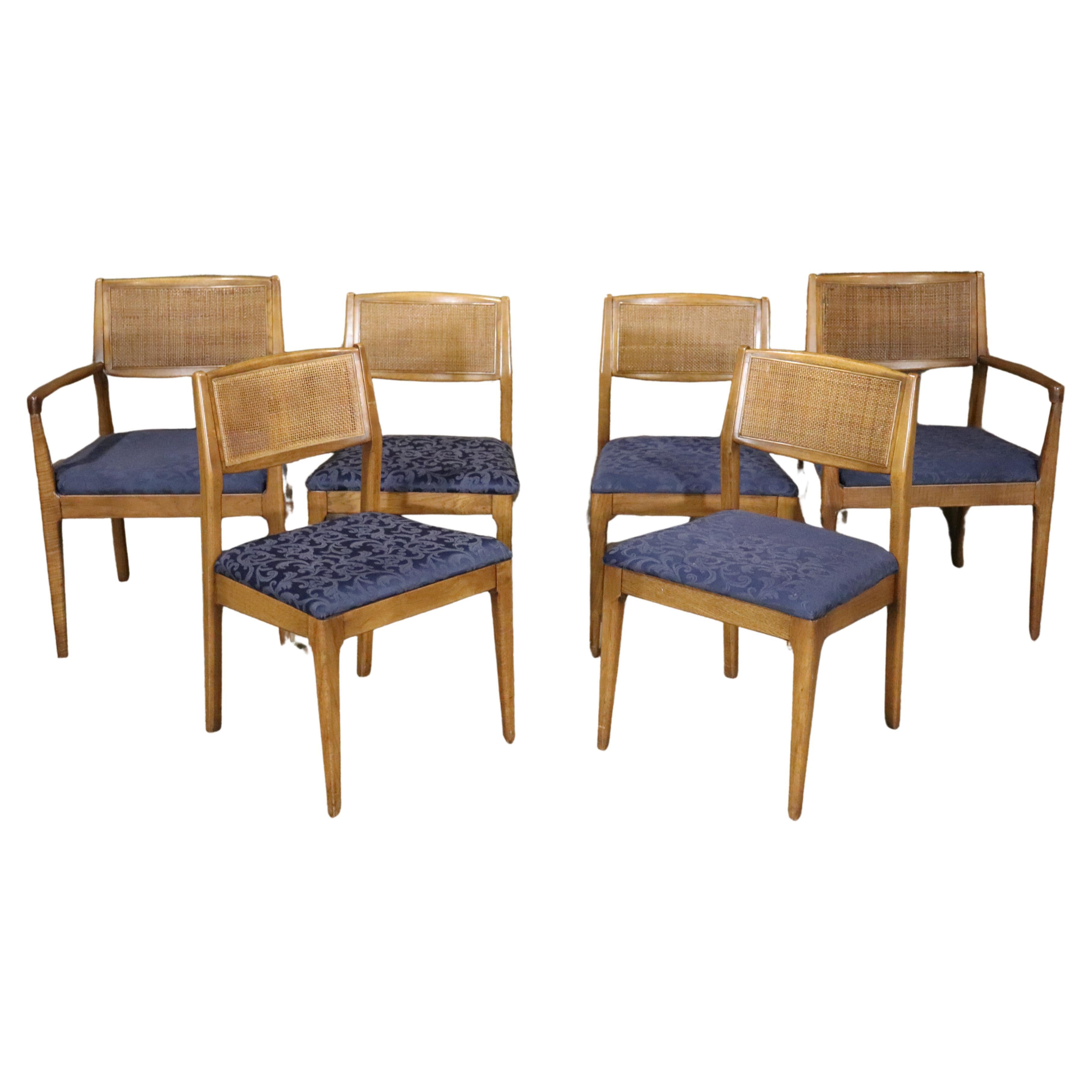 Chaises de salle à manger cannées de style Jens Risom