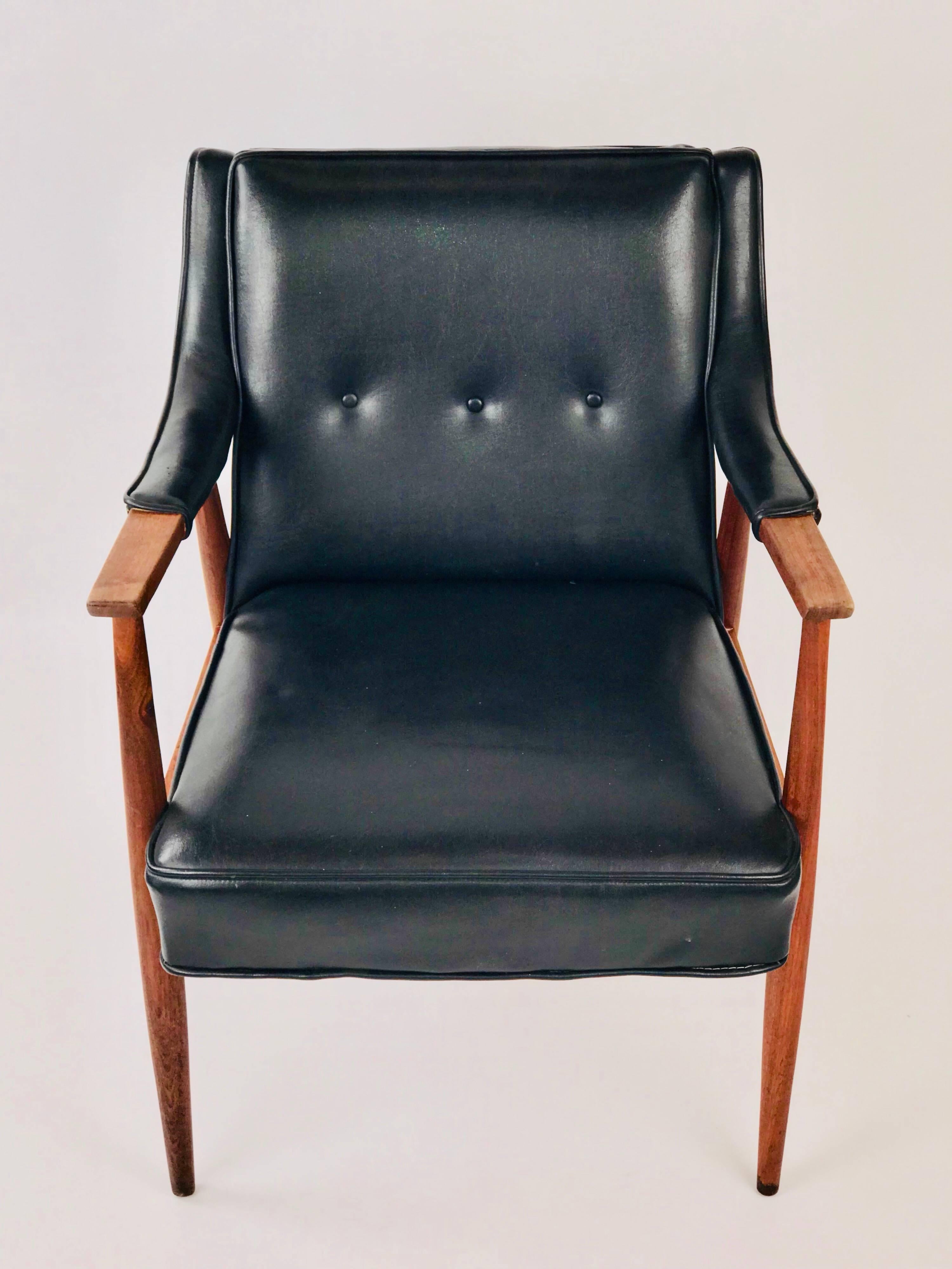 Mid-Century Modern Jens Risom Style Danish Midcentury Teak Lounge Chair