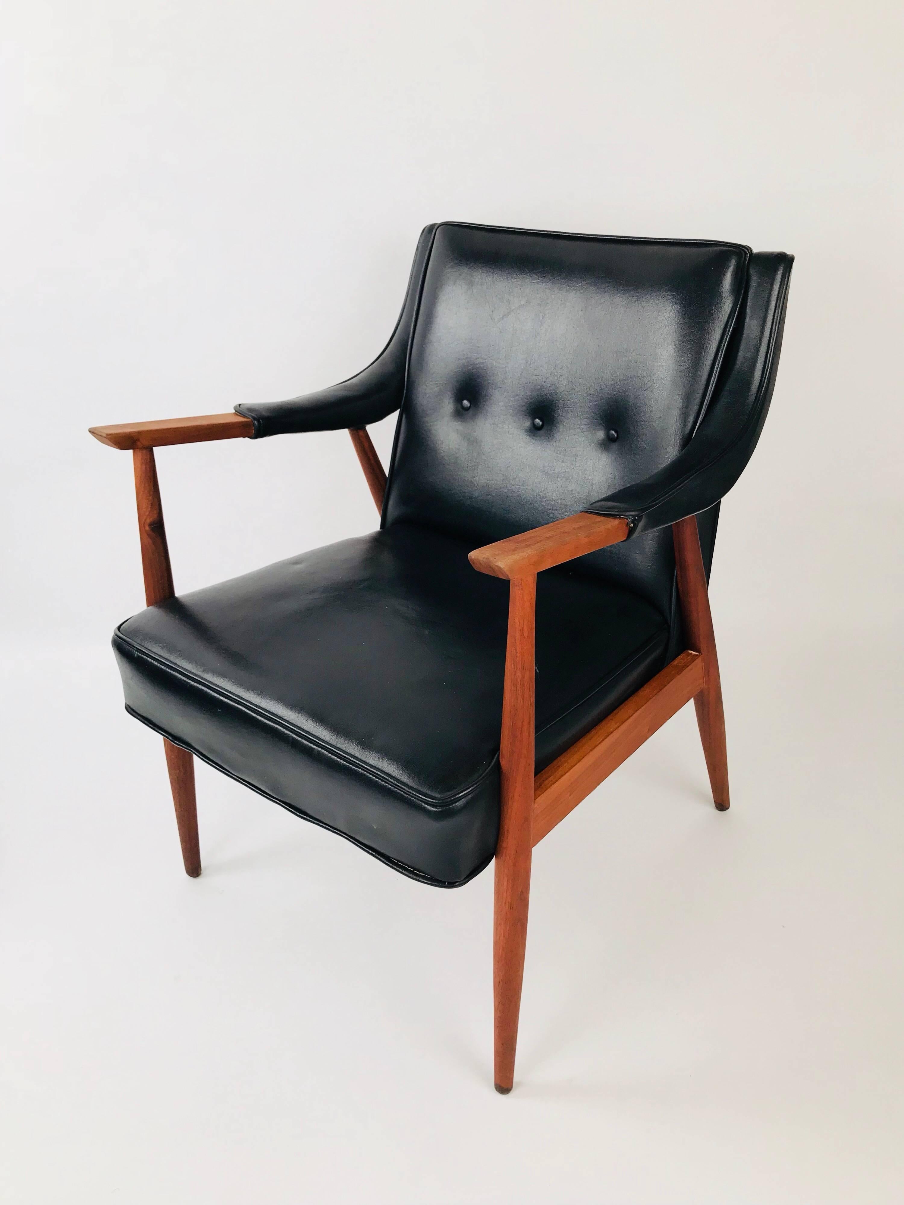 Wood Jens Risom Style Danish Midcentury Teak Lounge Chair