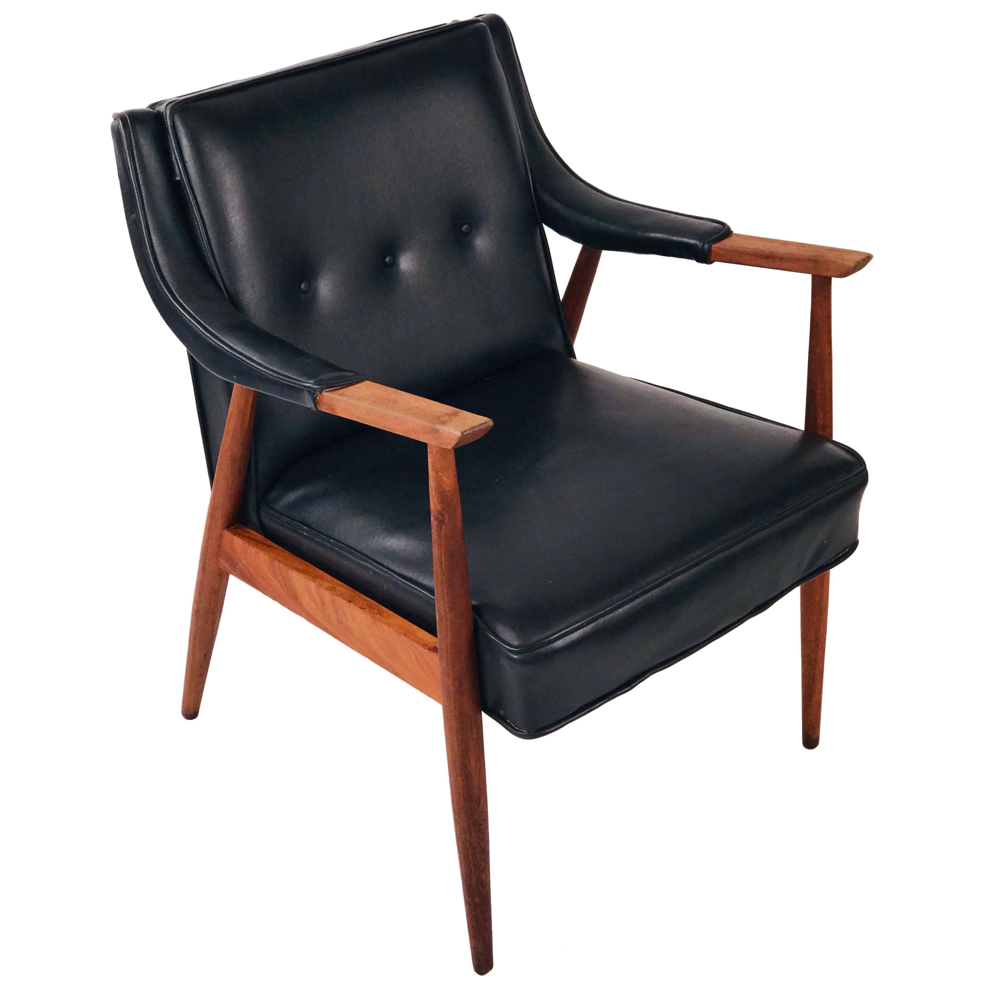 Jens Risom Style Danish Midcentury Teak Lounge Chair
