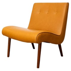 Jens Risom Style Leather Lounge Chair