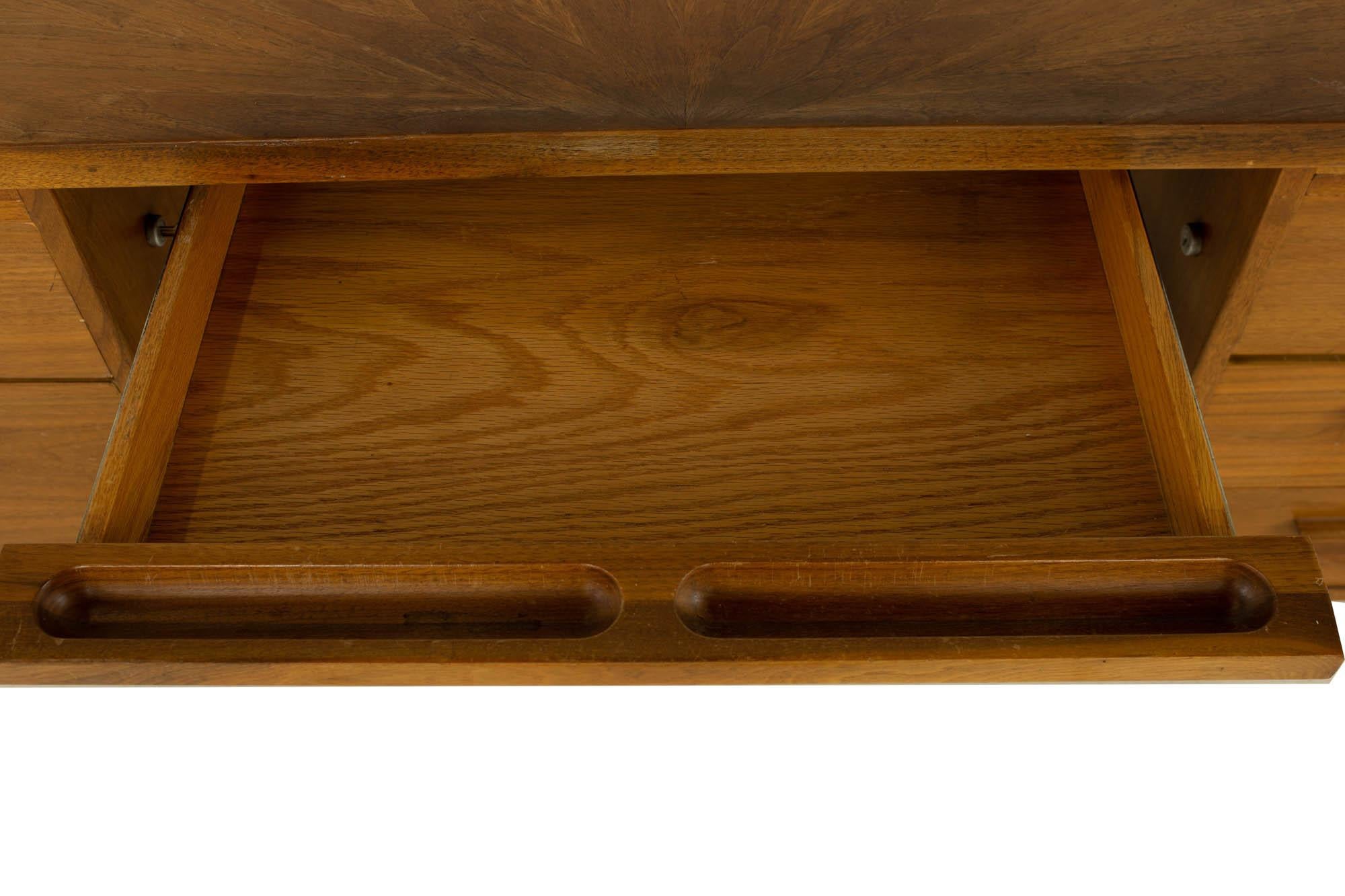 Jens Risom Style Mid Century Half Round Walnut Executive Desk 7