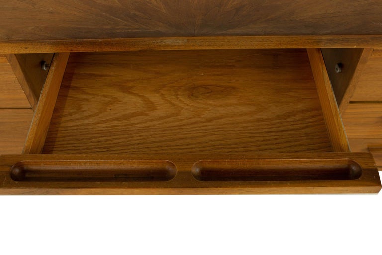 Jens Risom Style Mid Century Half Round Walnut Executive Desk at