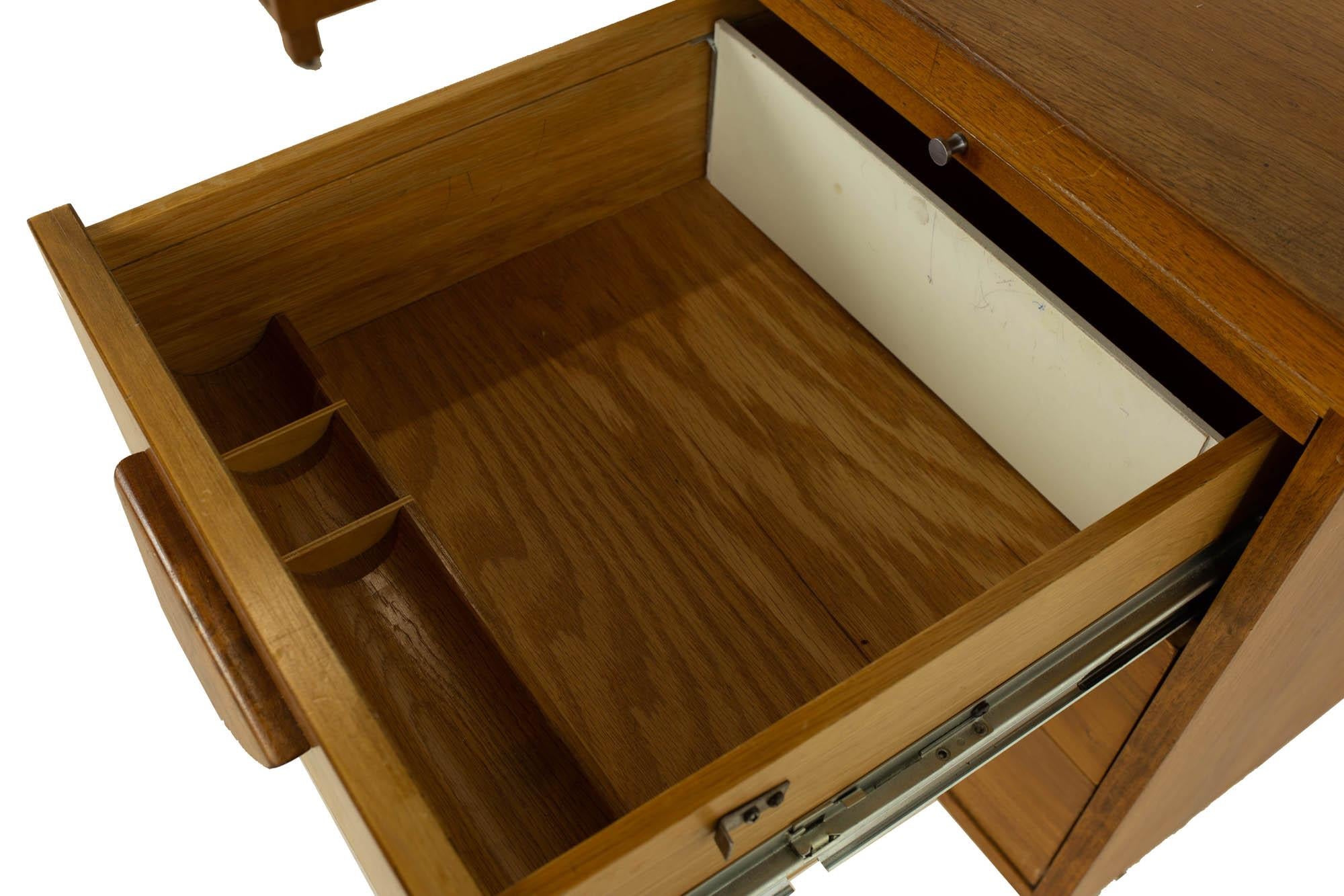 Jens Risom Style Mid Century Half Round Walnut Executive Desk 8