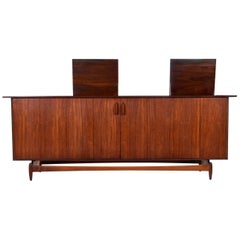 Vintage Jens Risom Style Mid-Century Modern Walnut Hi-Fi Cabinet Media Credenza