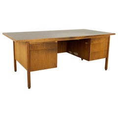 Jens Risom Style Mid Century Walnut and Laminate Executive Desk