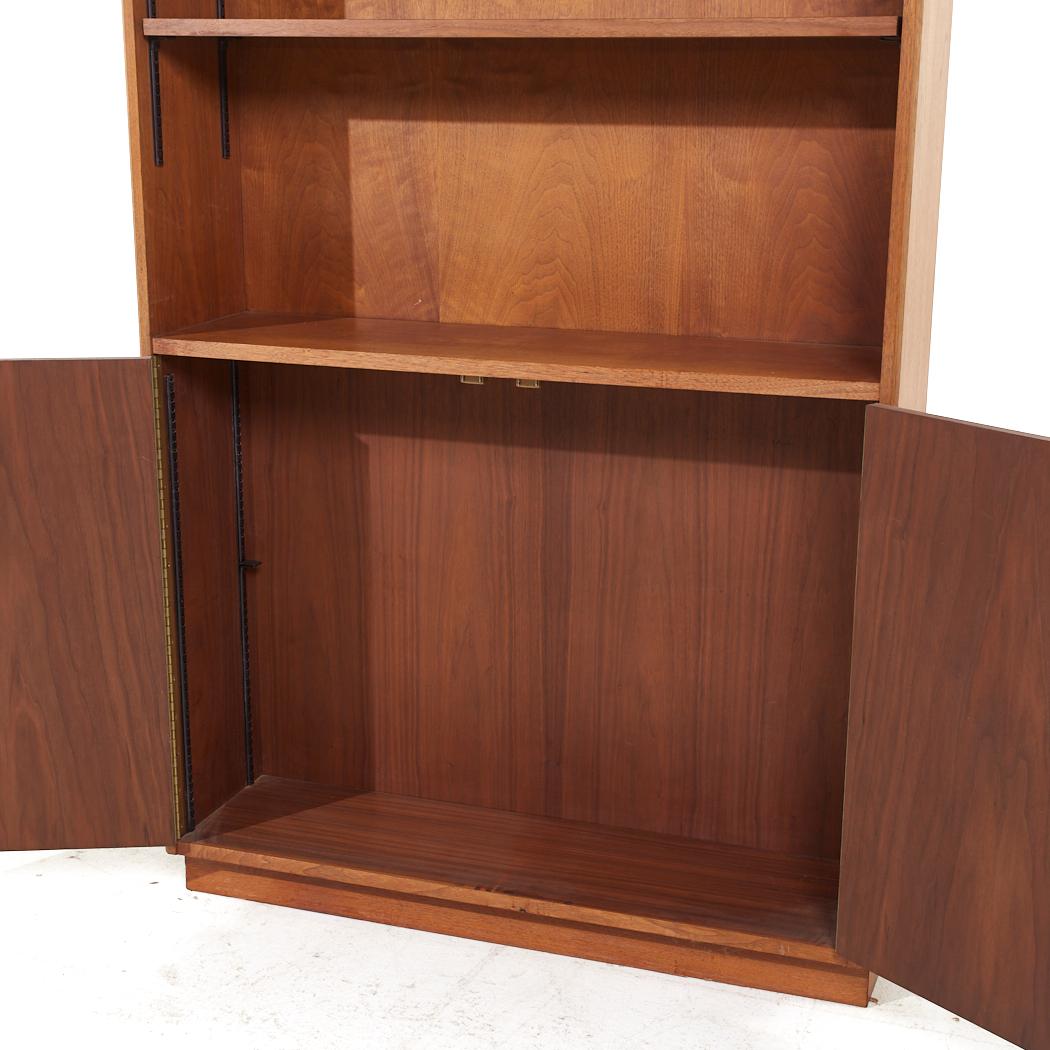 Jens Risom Style Mid Century Walnut Bookcases - Pair For Sale 3