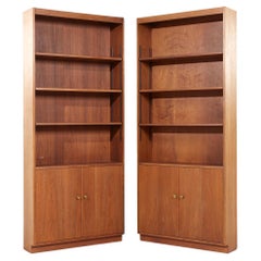 Retro Jens Risom Style Mid Century Walnut Bookcases - Pair