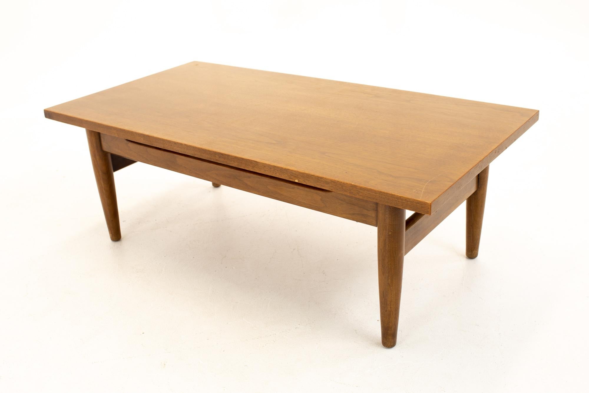 Mid-Century Modern Jens Risom Style Midcentury Walnut Coffee Table