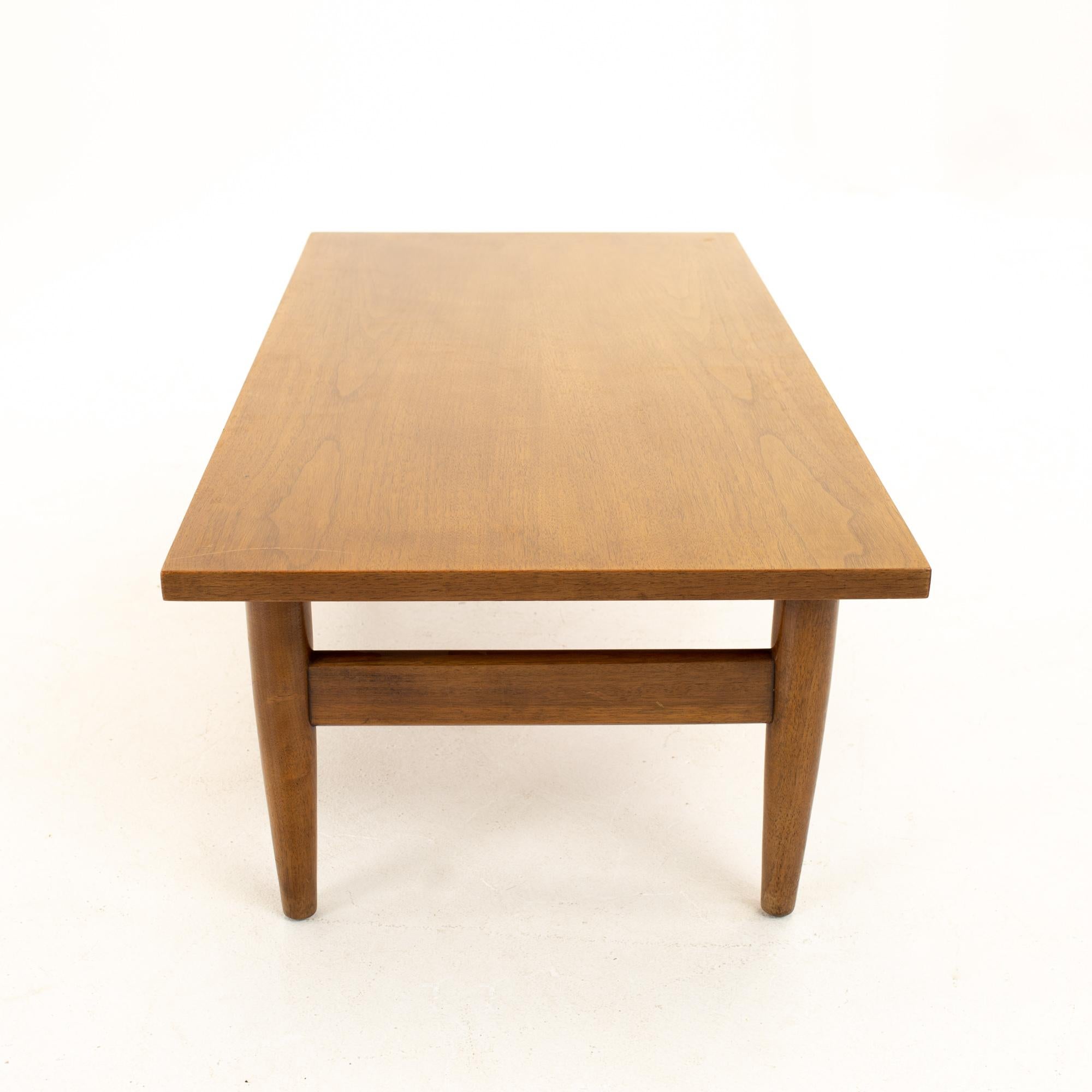 Late 20th Century Jens Risom Style Midcentury Walnut Coffee Table