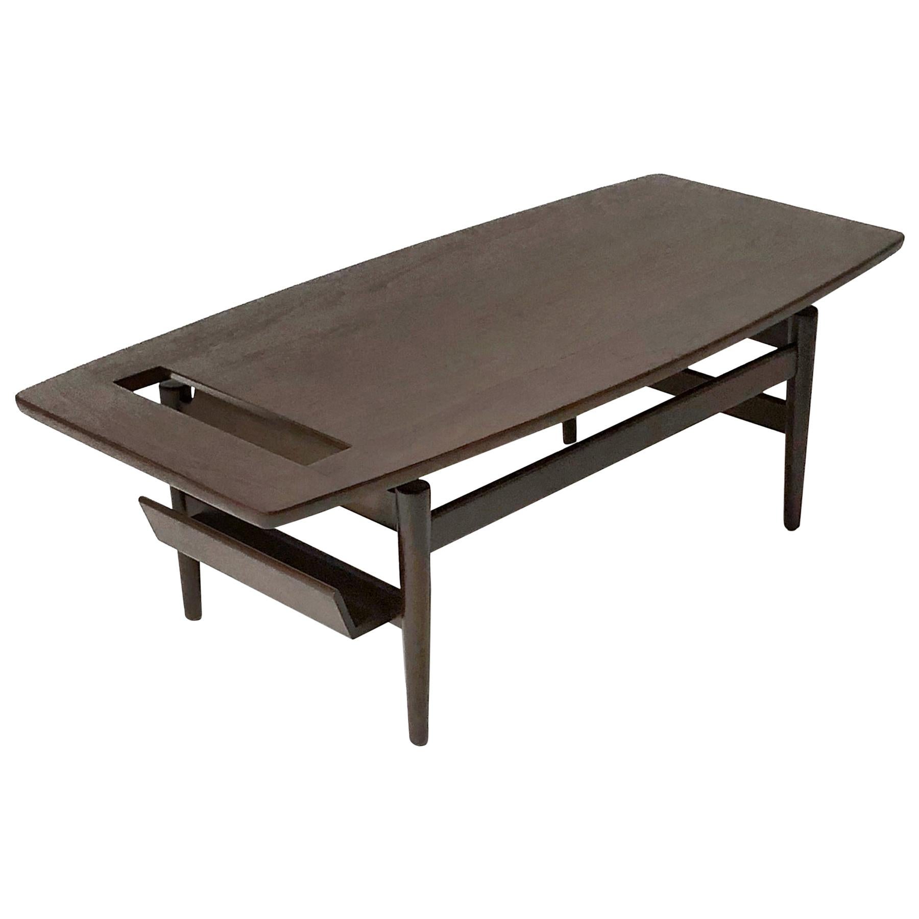 Jens Risom T 390 Coffee Table with Magazine Holder For Sale