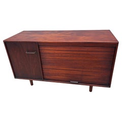 Jens Risom Tambour Door Cabinet, Walnut & Brass, Mid-Century, 1965