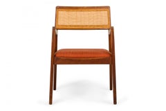 Set of 3 Mid-Century Danish Armchairs by Jens Risom, Teak & Orange